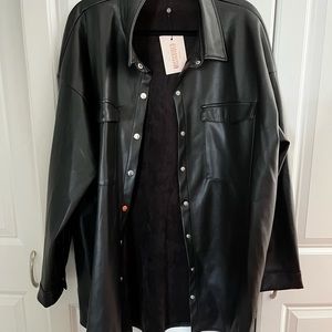 Womens Misguided Plus Size 16 Oversized Leather Jacket